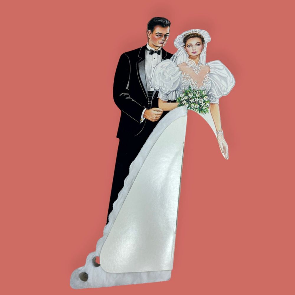 💒 VINTAGE 90S BEISTLE WEDDING BRIDE GROOM HONEY COMB TABLE DECORATION - Picture 3 of 5